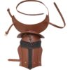 Single Leather Pauldron with Chainmail - Brown