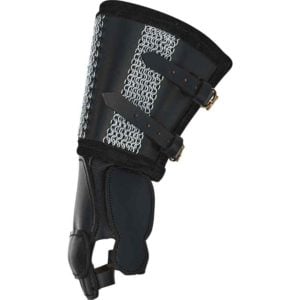Leather Gauntlet with Chainmail Cuff - Black