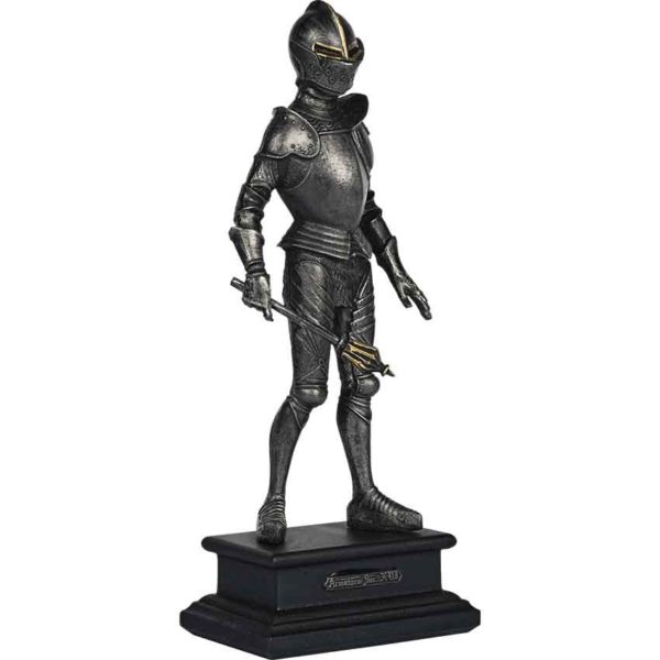 Pewter Knight with Mace Statue