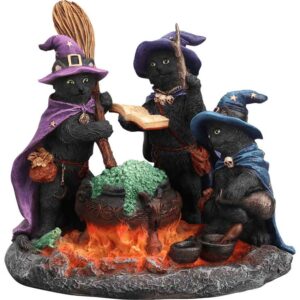 Black Cats and Cauldron Statue
