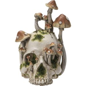 Spotted Cap Mushroom Skull Statue
