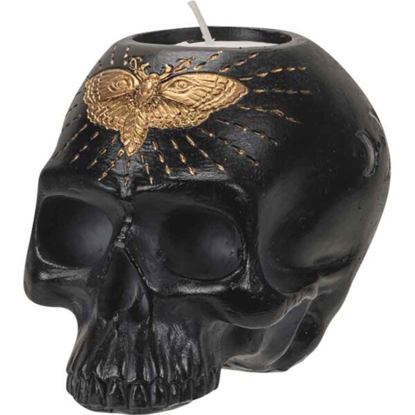 Black Skull Candle Holder
