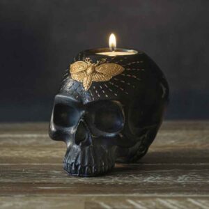 Black Skull Candle Holder