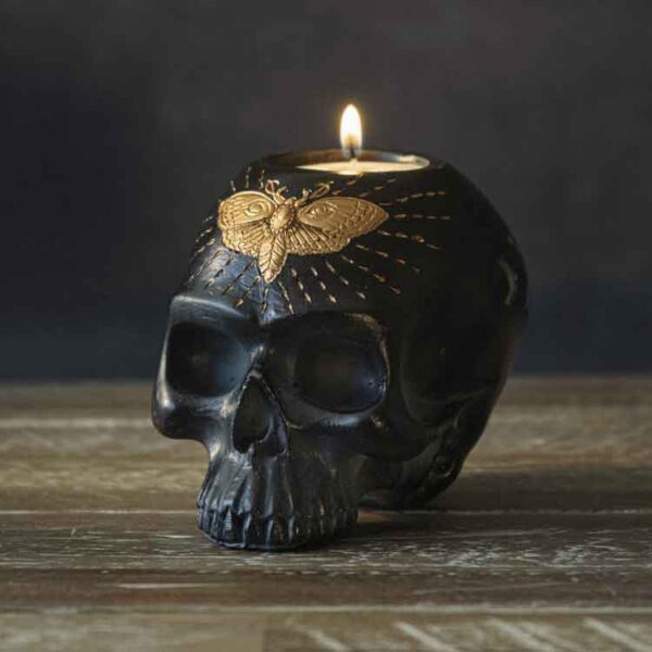 Black Skull Candle Holder