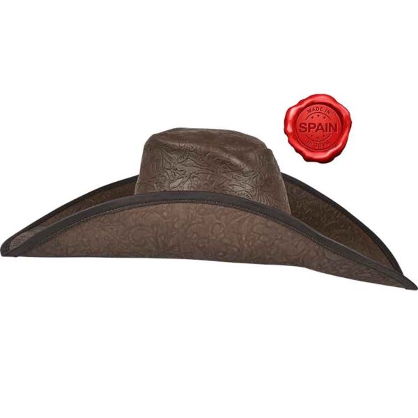 Alatriste Embossed Leather Hat - Brown