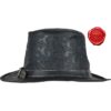 Handcrafted Embossed Leather Hat - Black