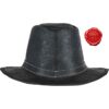 Handcrafted Embossed Leather Hat - Black