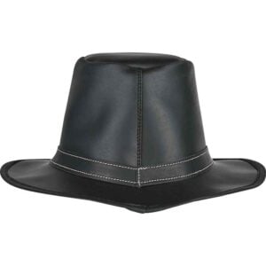 Handcrafted Genuine Leather Hat - Black