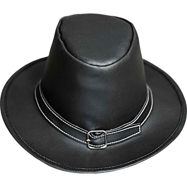 Handcrafted Genuine Leather Hat - Black