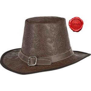 Handcrafted Genuine Leather Hat - Brown