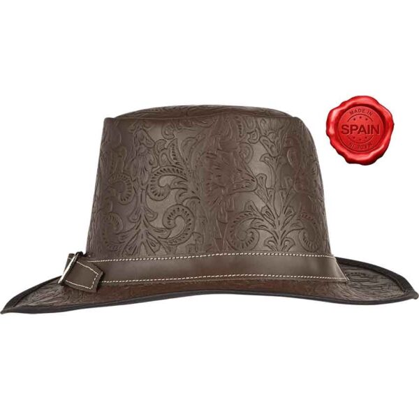 Handcrafted Genuine Leather Hat - Brown