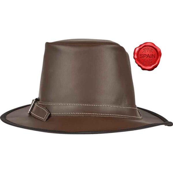 Handcrafted Genuine Leather Hat - Brown