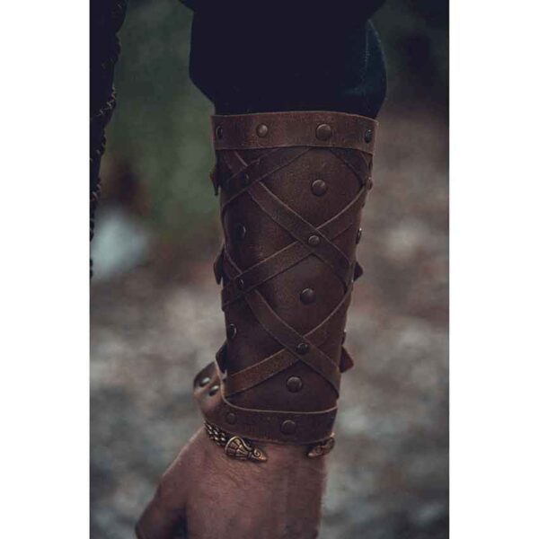 Studded Viking Leather Bracers