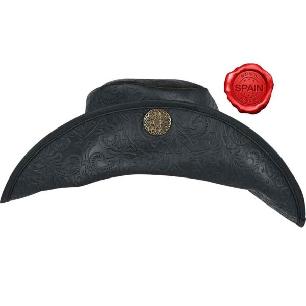 Flandes Embossed Leather Hat - Black