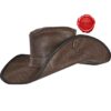 Flandes Embossed Leather Hat - Brown