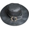 Embossed Leather Wide Brim Hat - Black