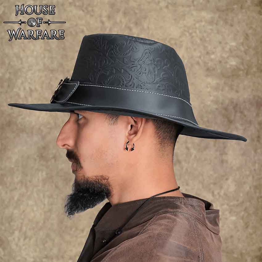 Leather wide brim hat sale
