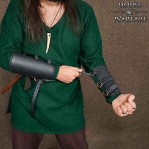 Handcrafted Medieval Leather Bracers - Black