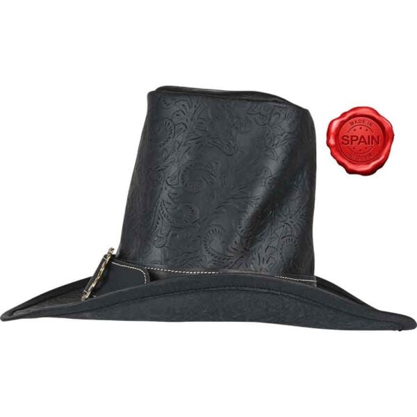 The Dark Witcher Embossed Leather Hat - Black