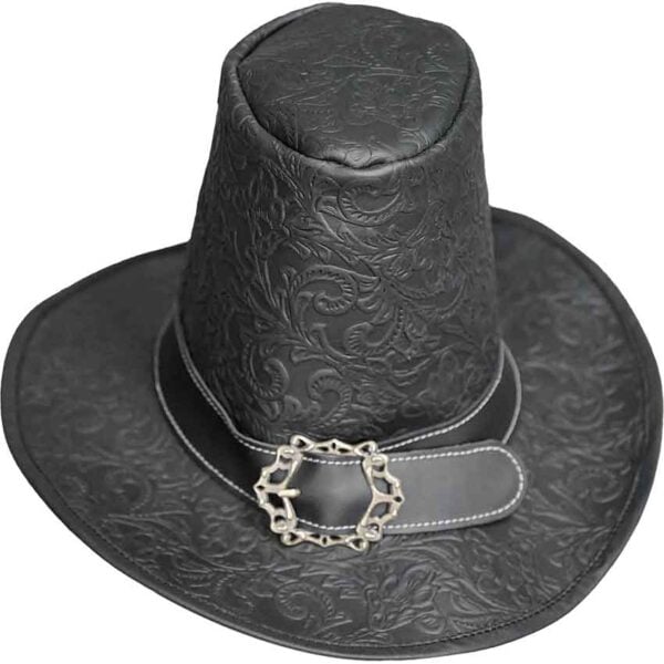 The Dark Witcher Embossed Leather Hat - Black