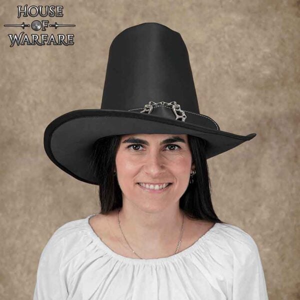 The Dark Witcher Leather Hat - Black