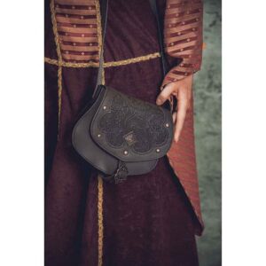 Medieval Fantasy Ranger Leather Shoulder Bag - Black