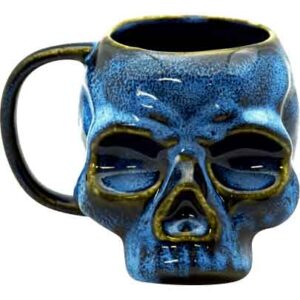 Blue Glaze Skull Mug