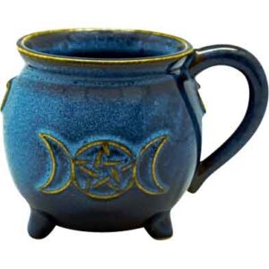 Blue Glaze Pentagram Cauldron Mug