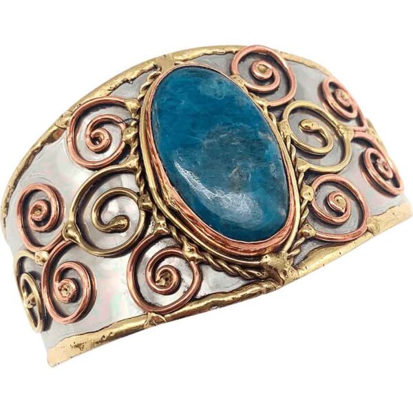 Blue Apatite Medieval Cuff Bracelet