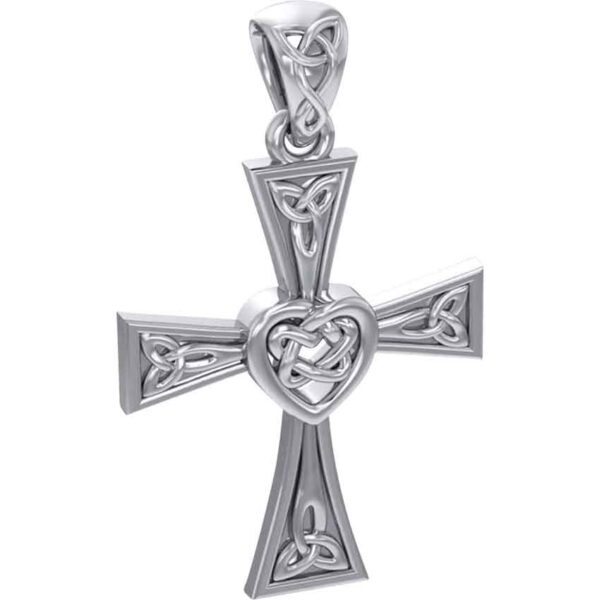 Celtic Cross and Heart Silver Pendant