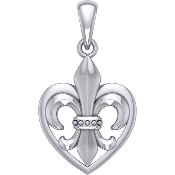 Silver Fleur-de-Lis and Heart Pendant