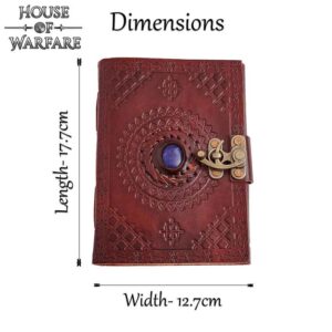 Embossed Leather Journal with Blue Stone