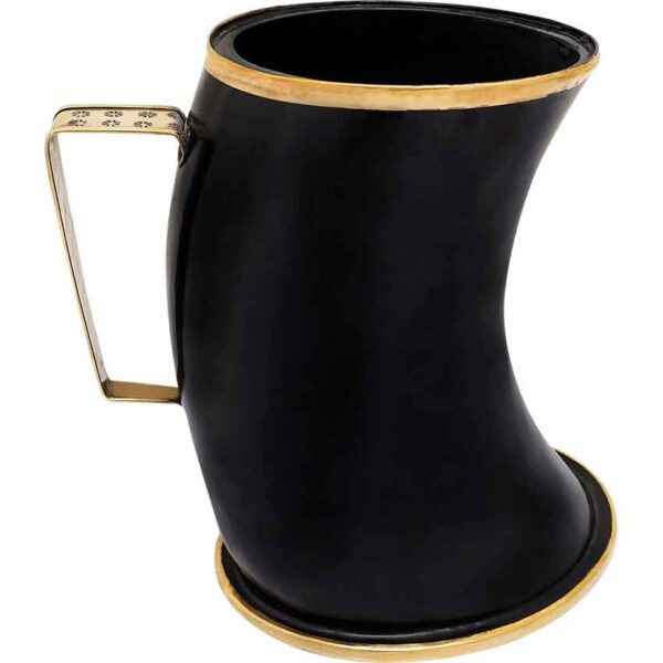 Viking Horn Tankard with Brass Rim