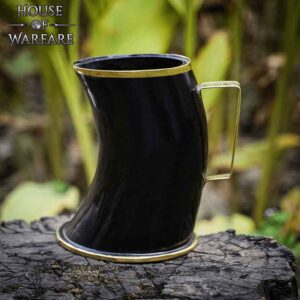 Viking Horn Tankard with Brass Rim