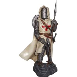 Hooded Crusader Knight Statue