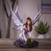 Playful Purple Fairy with Leaf Statue