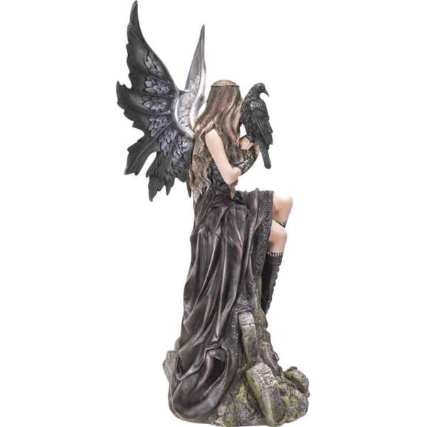 Gothic Fairy with Crow Statue