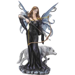 Archer Fairy with Wolf Statue