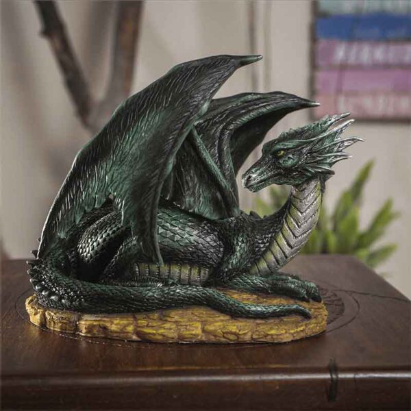Resting Dark Green Dragon Statue