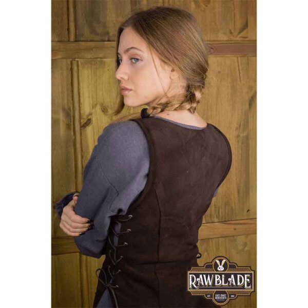 Joanne Split Leather Tabard - Brown