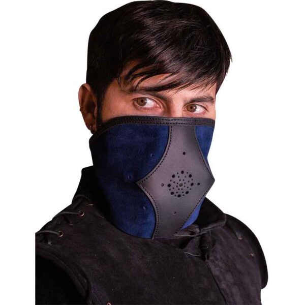 Akku Split Leather Mask - Blue