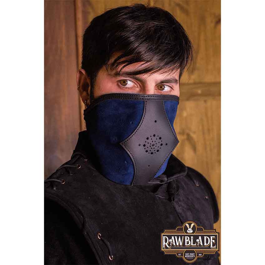 Akku Split Leather Mask - Blue