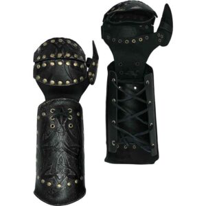 Odomar Viking Leather Gauntlets - Ashen