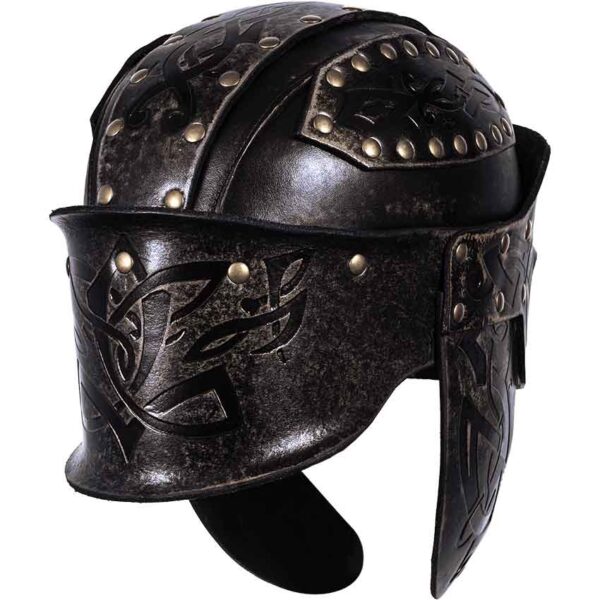 Odomar Viking Leather Helmet - Ashen