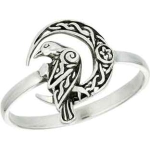 Silver Celtic Raven Moon Ring