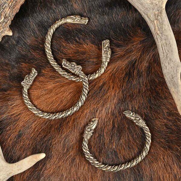 Large Odins Raven Viking Bracelet - Bronze