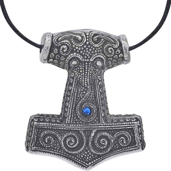 Skane Thors Hammer Viking Necklace - Blue