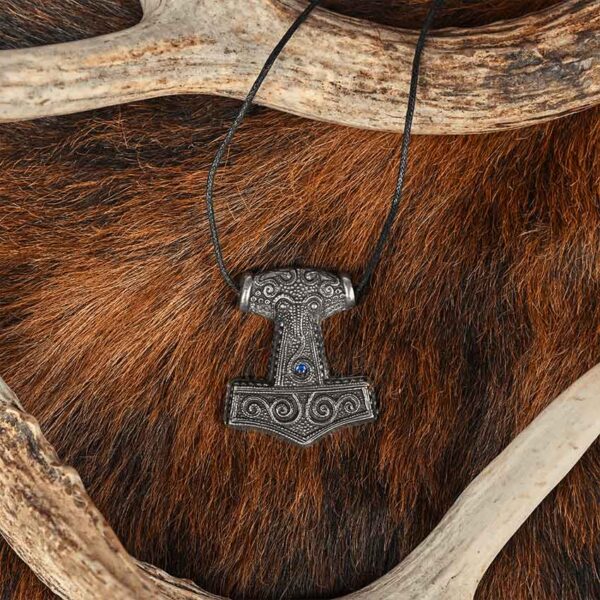 Skane Thors Hammer Viking Necklace - Blue