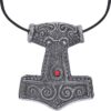 Skane Thors Hammer Viking Necklace - Red