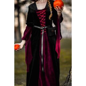 Circe Medieval Witch Dress - Black/Red